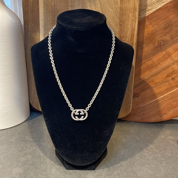 Gucci Interlocking GG Silver Necklace Stamped - Picture 1 of 9